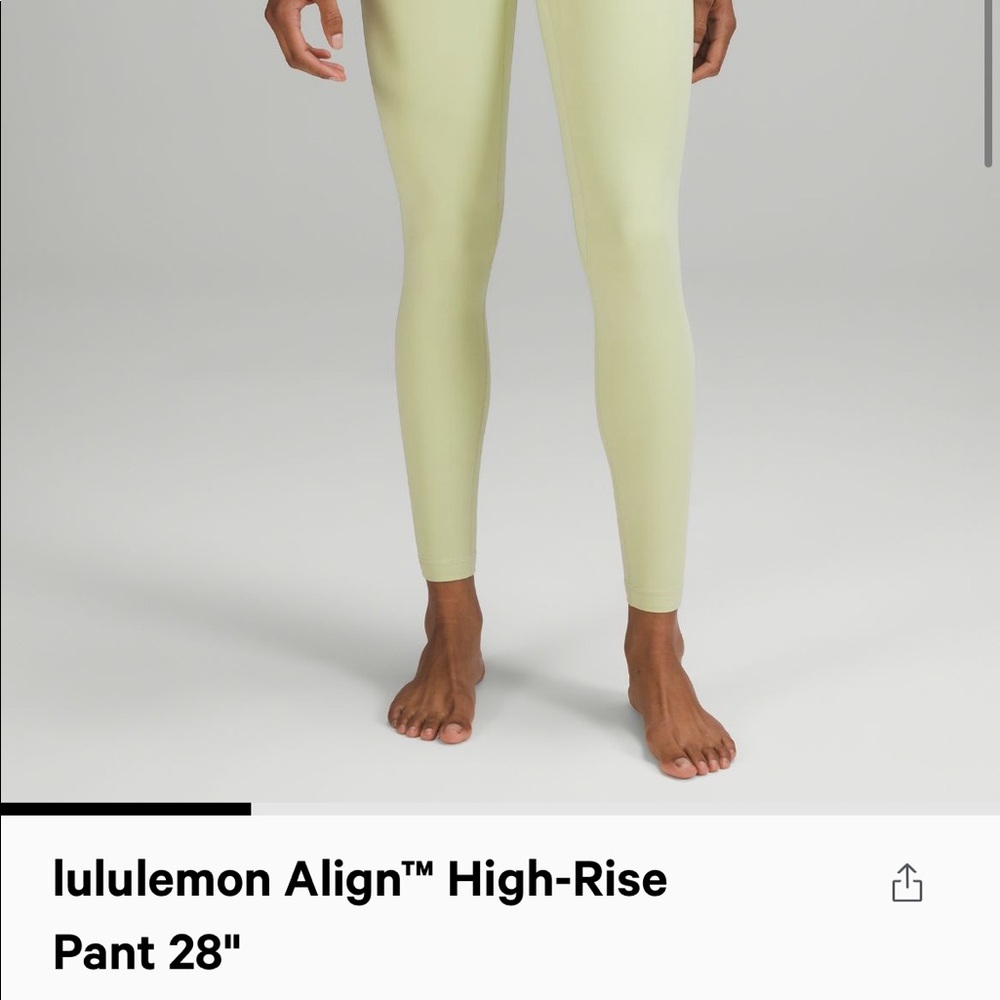 Lululemon Align high rise pant 28” size 2 in creamy mint